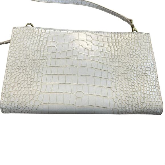 Sondra Roberts | Faux Crocodile Embossed Convertible Clutch Crossbody Bag | Nude - Picture 5 of 14
